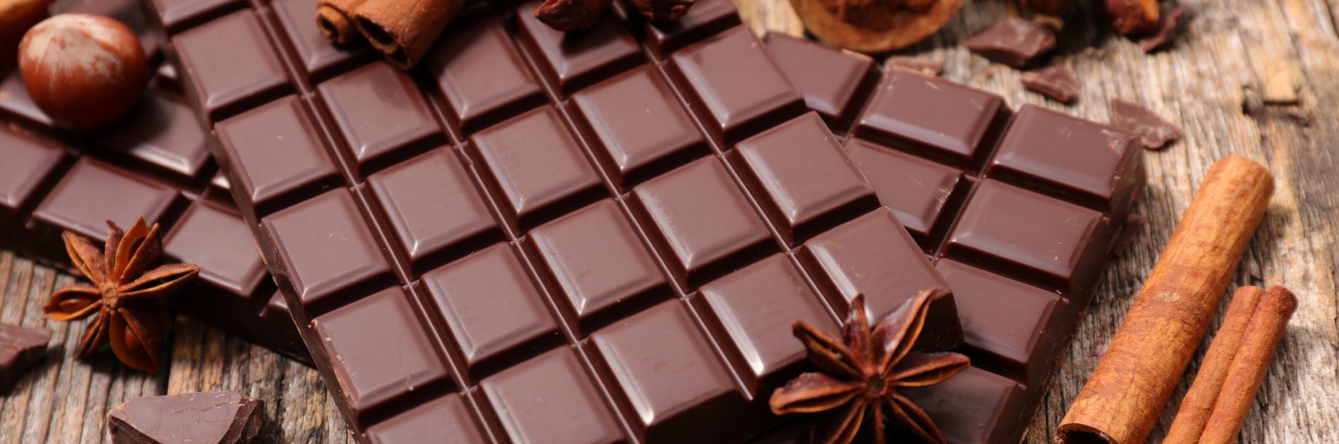 A image of a broken bar of chocolate.