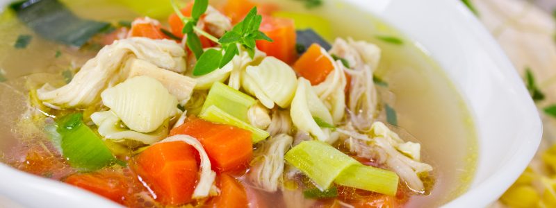 Chicken soup with pasta and carrots